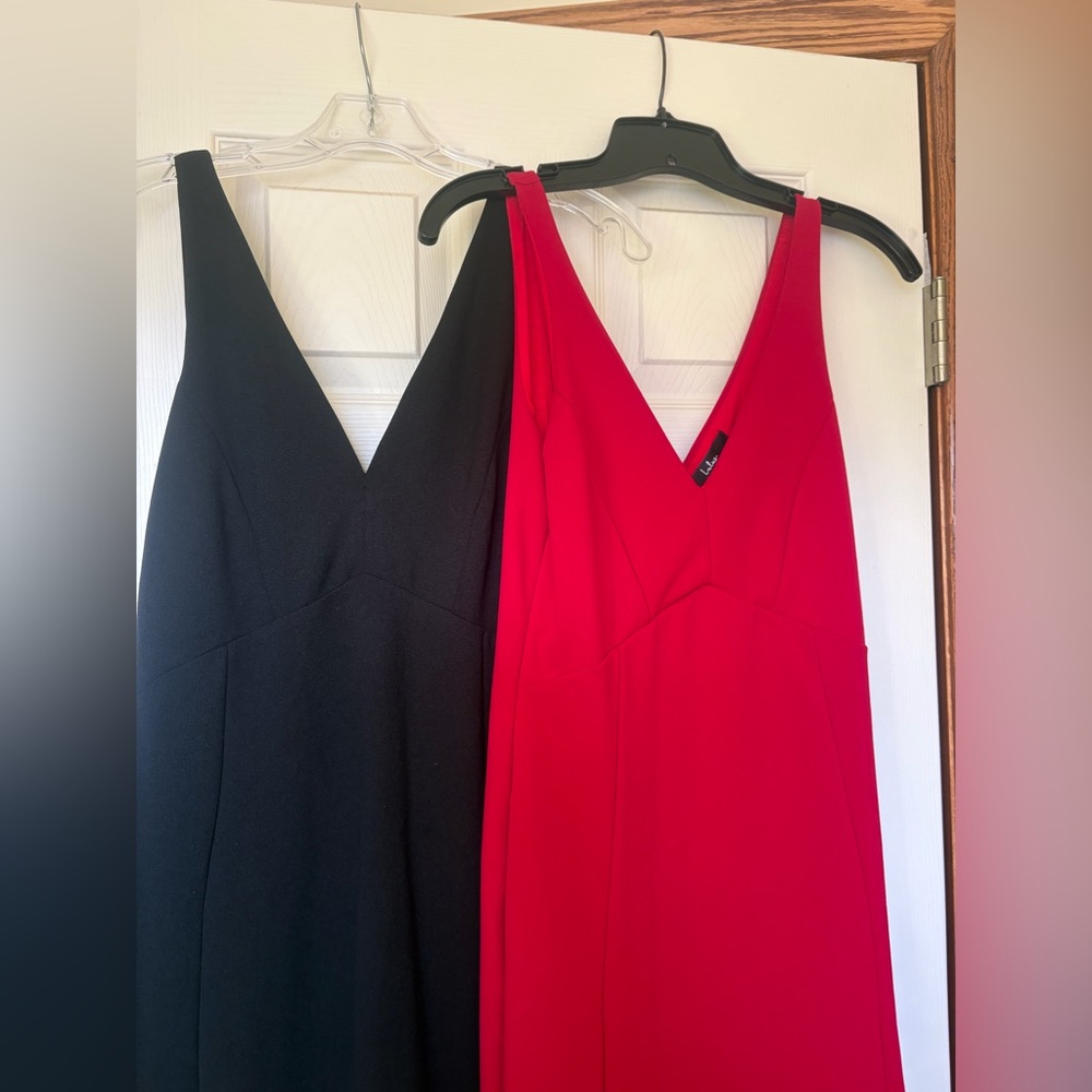 Lulu’s Black and Red V-Neck Dresses